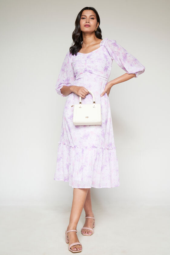 Lilac Floral Dress, White, image 4